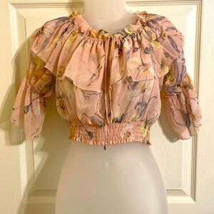 H&M Peach Floral Crop top.  Size S.  4/6